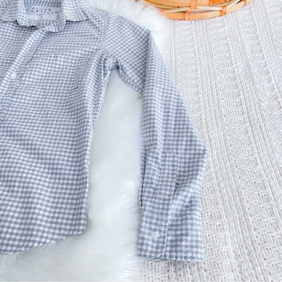 Frank & Eileen Barry Gingham Button Down Shirt Top Gray White 100% Cotton Plaid - Picture 6 of 15